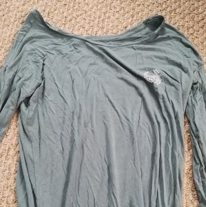 Pink branded blue top